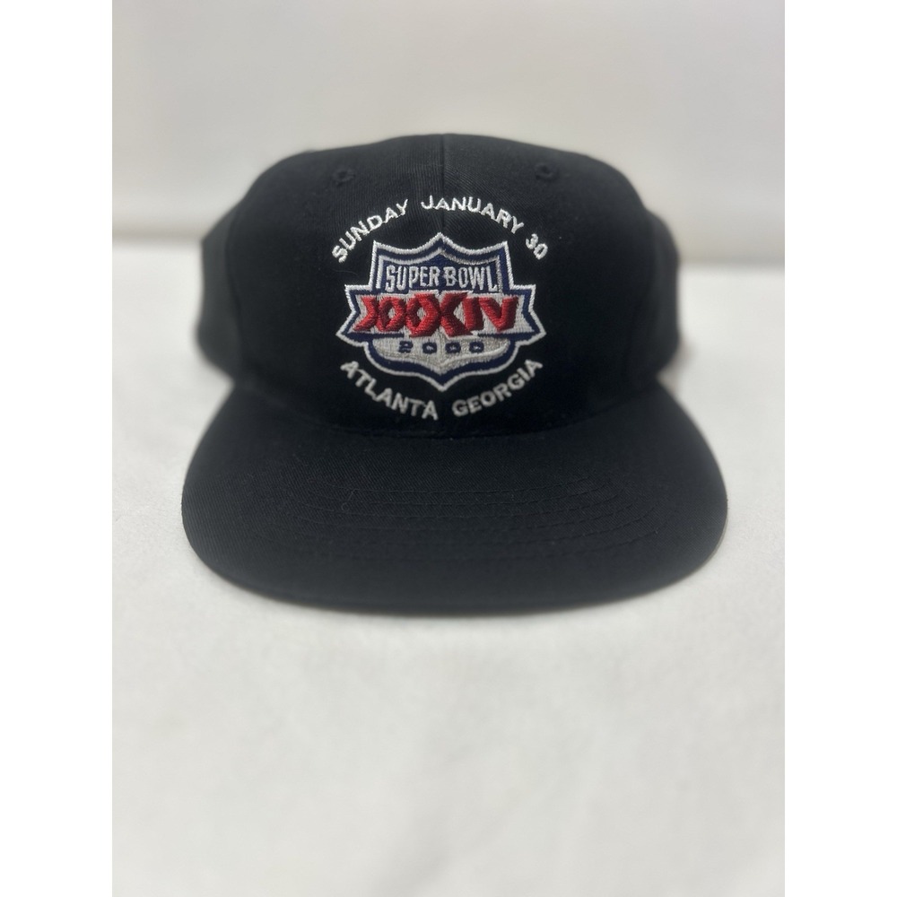 Y2K Vintage 2000 Logo 7 NFL‎ Superbowl XXXIV Hat Rams Vs Titans Black Snap Back